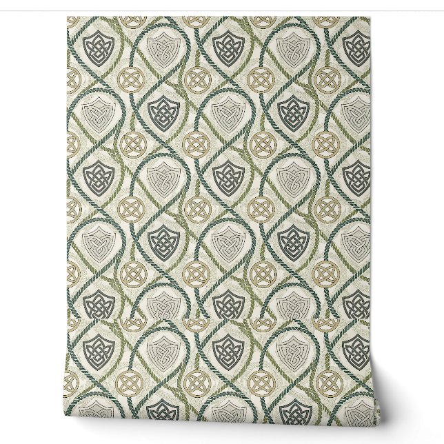 Celtic Shield Knot & Rope Scottish Design Pattern Wallpaper (Unrolling)
