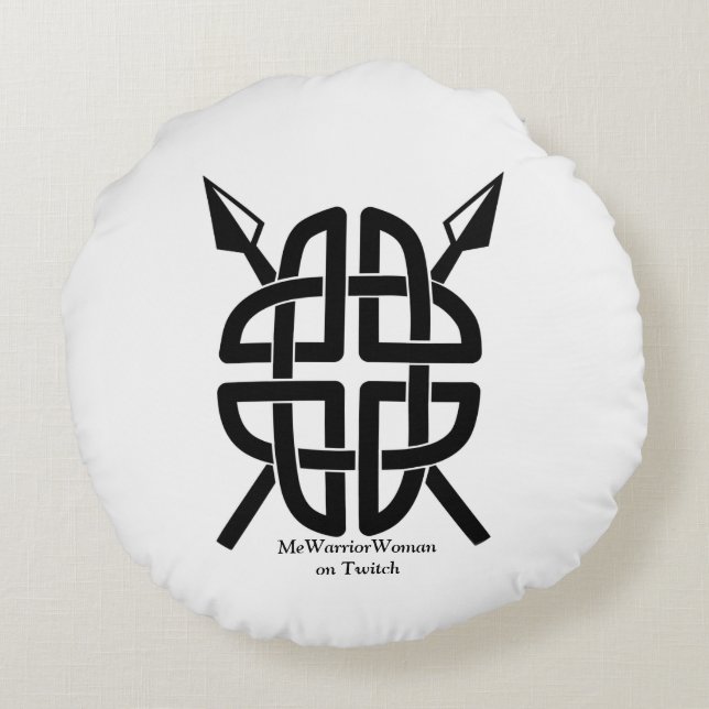Celtic Shield,  MeWarriorWoman on Twitch  Round Pillow (Back)