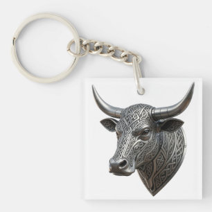 Celtic Silver Bull Head Viking Celtic Keychain