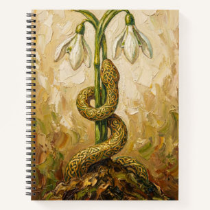Celtic Snake Snowdrops Imbolc Rebirth Fantasy Art Notebook