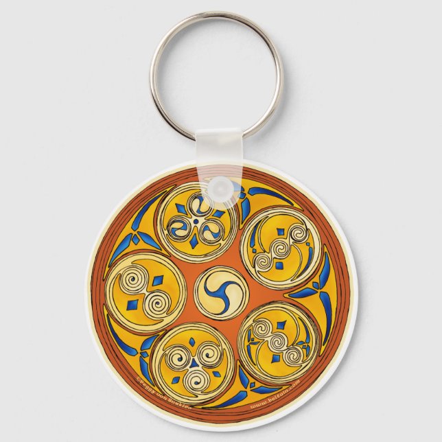 Celtic Spiral Keychain, Lughnasadh Design Keychain (Front)