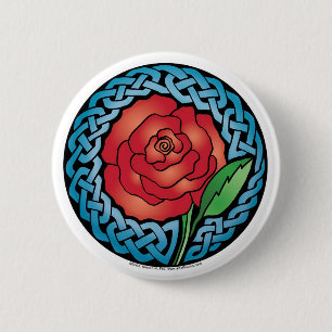 Celtic Stained Glass Rose 2 Inch Round Button