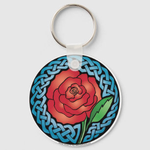 Celtic Stained Glass Rose Keychain