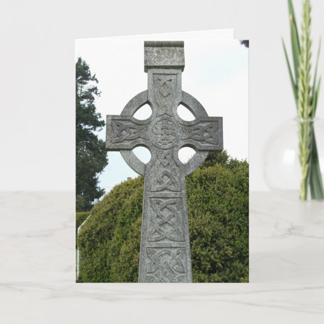 Celtic Stone Cross Greeting Card (Front)