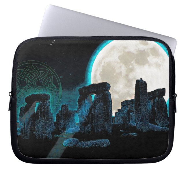 Celtic Stonehenge, Moon & Stars Astronomy Laptop Sleeve (Front)
