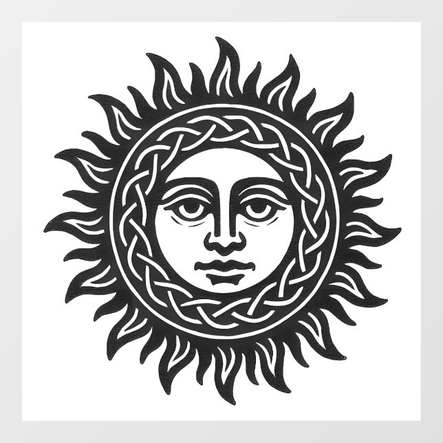 Celtic Sun Knot — Haunted Ink Solar Emblem Window Cling (Sheet)