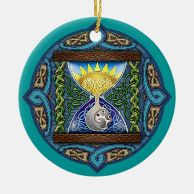 Celtic Sun-Moon Hourglass Ornament (Front)