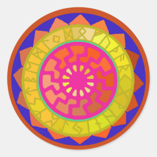 Celtic Sun Rune Calendar Symbols Classic Round Sticker