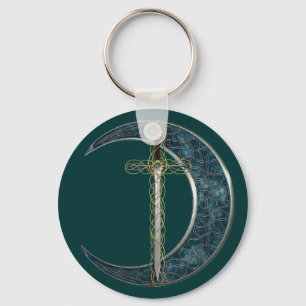 Celtic Sword and Moon Keychain