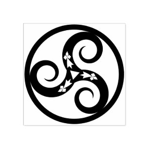 Celtic symbol representing water, earth and fire rubber stamp