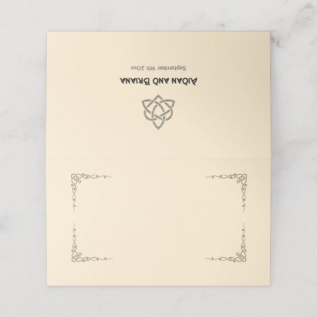 Celtic symbols and foliage blank place card (Outside Unfolded)