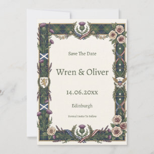 Celtic Thistle Heart Save the Date Card