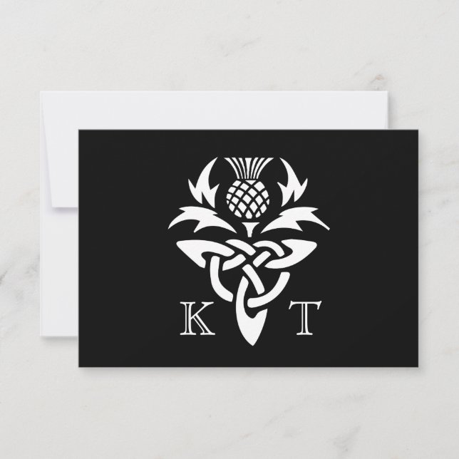 Celtic Thistle Initials - RSVP - Black & White (Front)