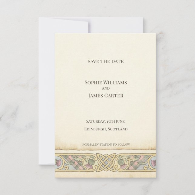 Celtic Thistle Save the Date Card (Front)