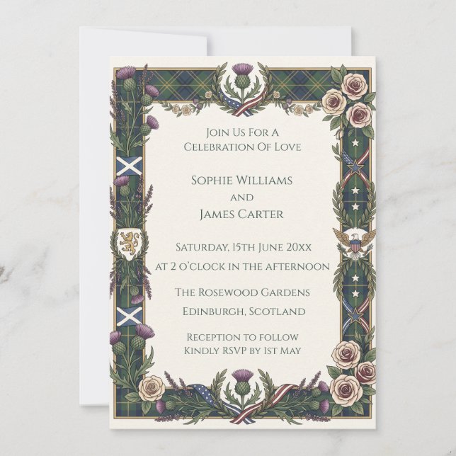 Celtic Thistle Wedding Invitation (Front)
