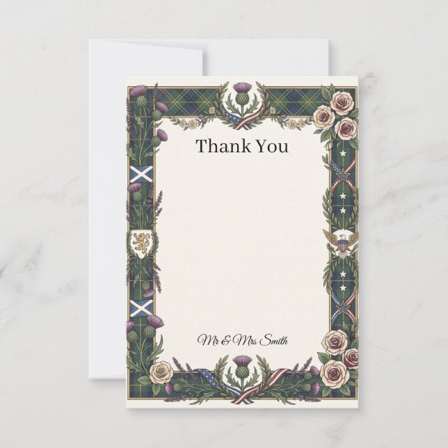 Celtic Thistle Wedding Thank You Card (Front)