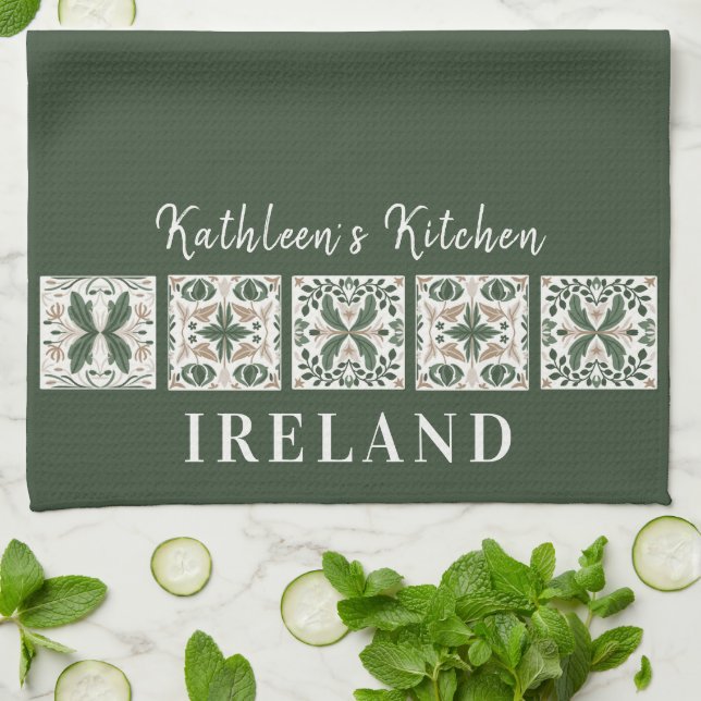 Celtic Tiles Ireland Personalized Kitchen Towel (Folded)