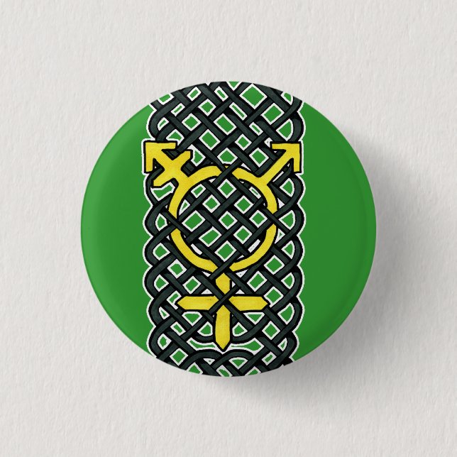 Celtic Transgender Symbol Yellow 1 Inch Round Button (Front)