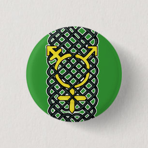 Celtic Transgender Symbol Yellow 1 Inch Round Button