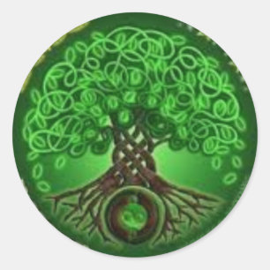 celtic tree. classic round sticker