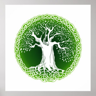 Celtic Tree (Green) Poster