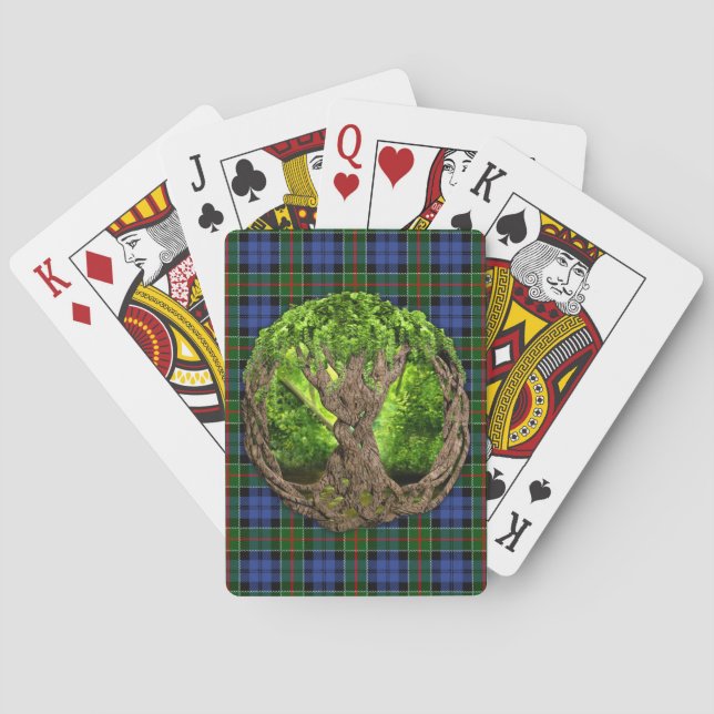 Celtic Tree Of Life And Clan Colquhoun Tartan Playing Cards (Back)