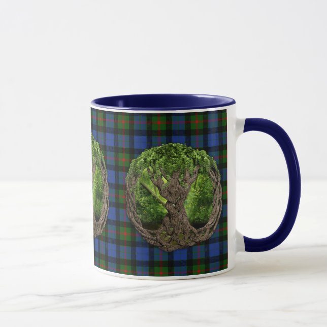 Celtic Tree Of Life And Clan Gunn Tartan Mug (Right)