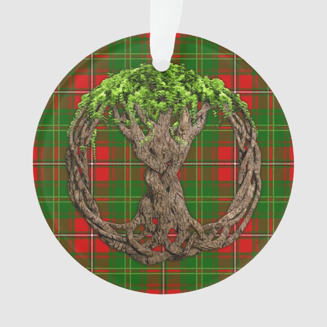 Celtic Tree Of Life And Clan Hay Tartan Ornament (Front)
