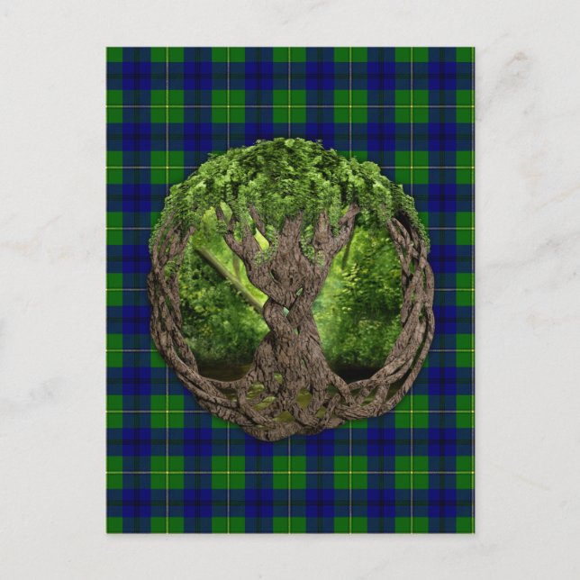 Celtic Tree Of Life And Clan Johnston Tartan Postcard (Front)