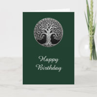 Celtic Tree of Life Birthday Card Dark Green