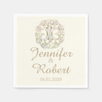 Celtic Tree of Life Gold Thistle Wedding Napkin