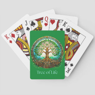 Celtic Tree of Life in Emerald Green Playing Cards