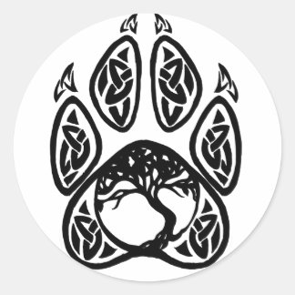 Celtic Tree of Life Paw Classic Round Sticker