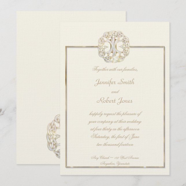 Celtic Tree of Life Thistle Wedding Invitation (Front/Back)