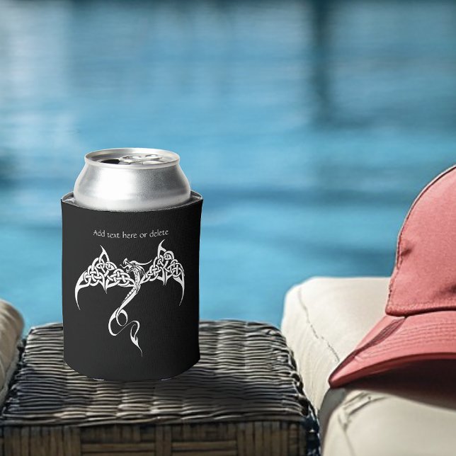 Celtic Tribal Dragon Black White Can Cooler (Creator Uploaded)