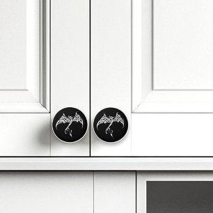 Celtic Tribal Dragon Black White Ceramic Knob