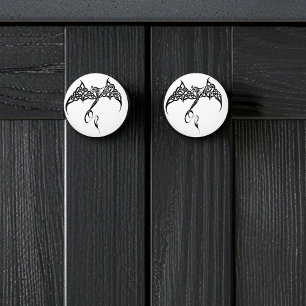 Celtic Tribal Dragon Black White Ceramic Knob