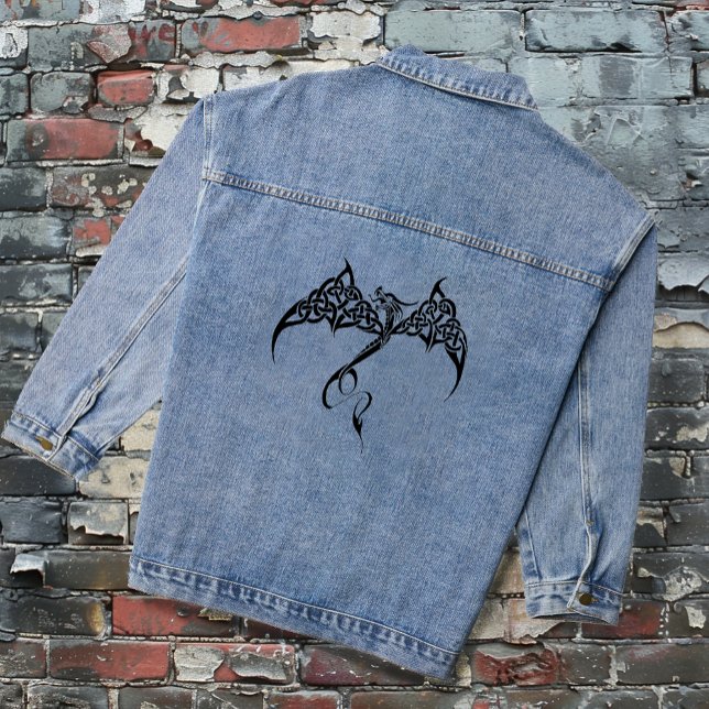Celtic Tribal Dragon Denim Jacket (Creator Uploaded)