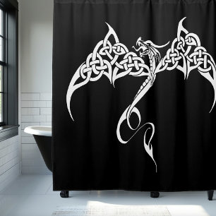 Celtic Tribal Dragon Knotwork Black White Fantasy