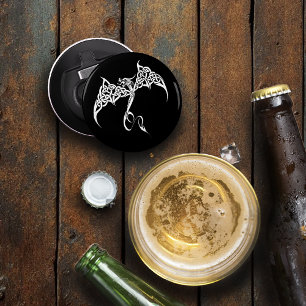 Celtic Tribal Dragon Knotwork Black White Fantasy Bottle Opener