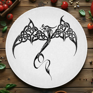 Celtic Tribal Dragon Knotwork Black White Fantasy Cutting Board