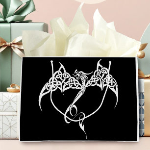 Celtic Tribal Dragon Knotwork Black White Fantasy Large Gift Bag