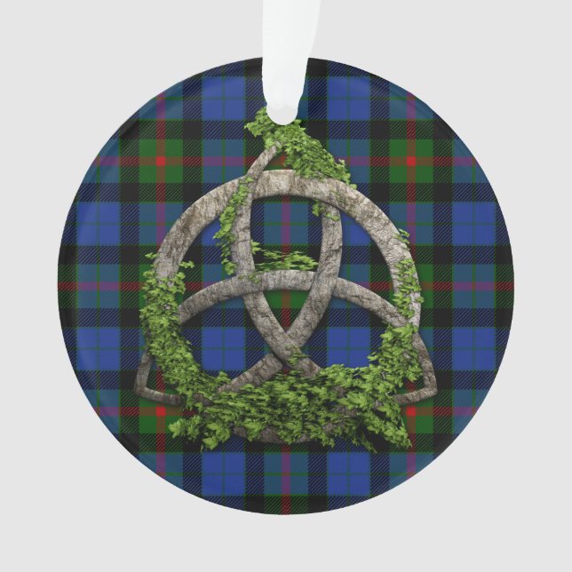 Celtic Trinity Knot And Clan Gunn Tartan Ornament (Front)