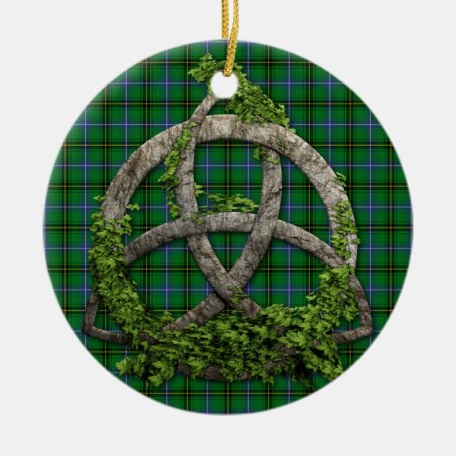 Celtic Trinity Knot And Clan Henderson Tartan Ceramic Ornament (Front)