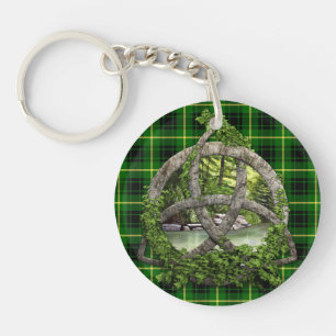 Celtic Trinity Knot And Clan MacArthur Tartan Keychain