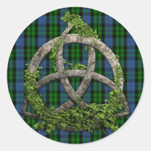 Celtic Trinity Knot And Clan MacKay Tartan Classic Round Sticker