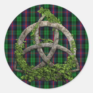 Celtic Trinity Knot And Clan Urquhart Tartan Classic Round Sticker