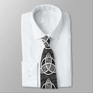 .Celtic Trinity Knot Black, Grey, White Tie