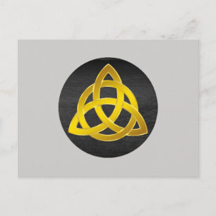 Celtic Trinity Knot Black Watercolor Gold Postcard