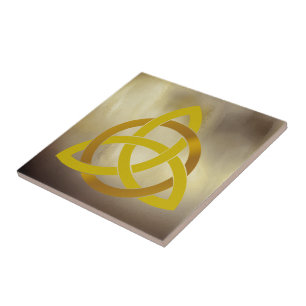 Celtic Trinity Knot Golden Circled Vintage Tile